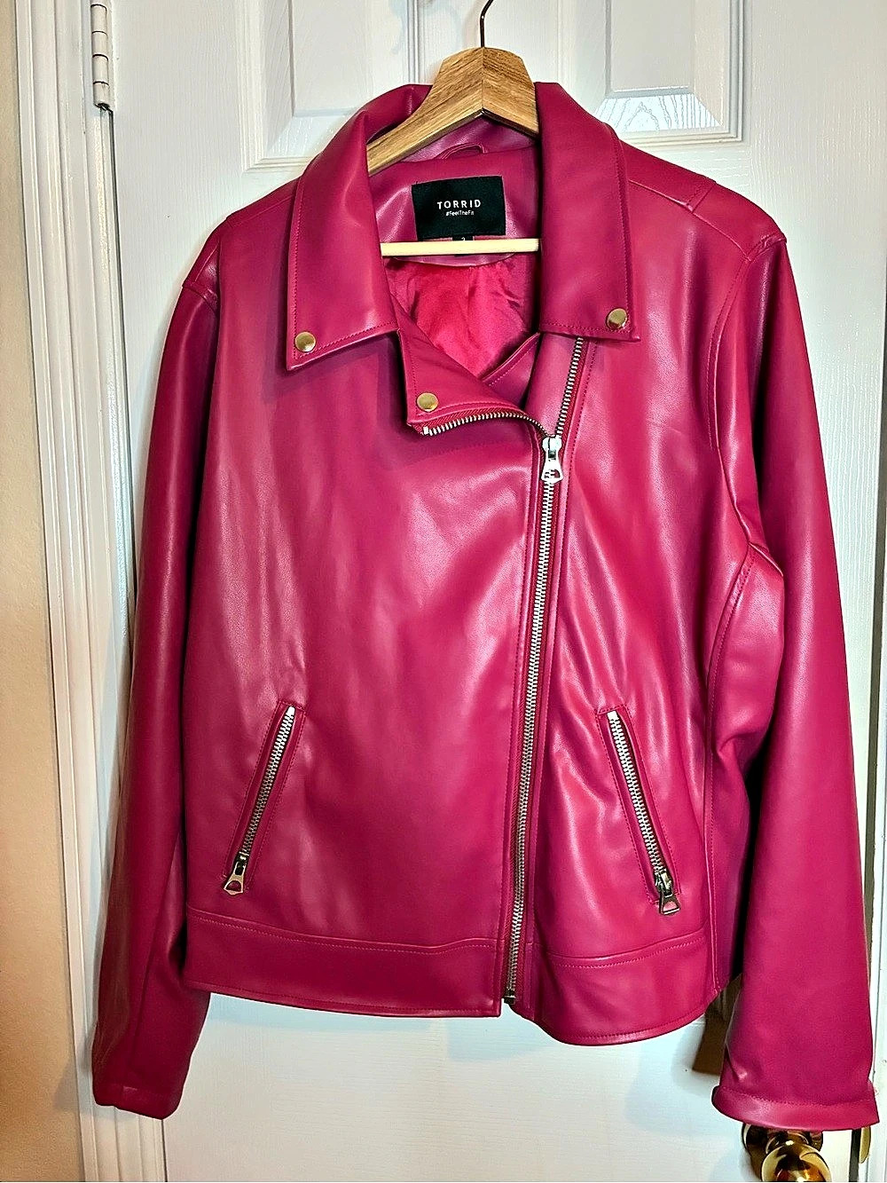 Torrid Moto Jacket Pink, Faux Leather, Torrid Size 3, Size 22